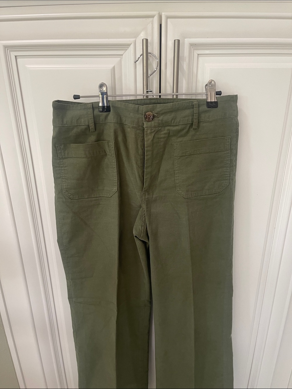 J. Crew Factory black Lizzie olive green wide straight leg pants trousers 28p - Picture 4 of 15